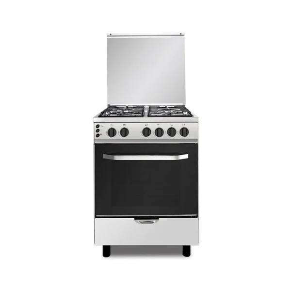 بوتجاز فريش روك سلفر 60 x 60 cm Gas Cooker - 4 Gas Burners - Self Ignition - Grill - Silver CD16076